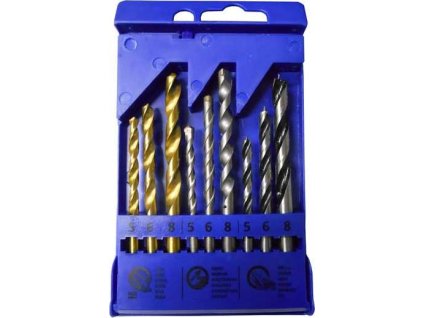 Sada vrtáků s válcovou stopkou - 9 ks (dřevo,kov,zdivo)