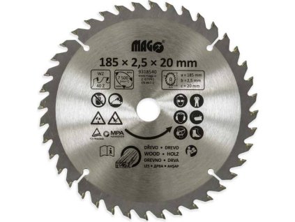 Pilový kotouč 185x2,5x20mm/40 zubů - střídavě šikmé