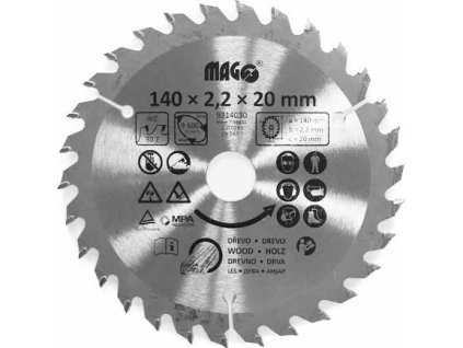 Pilový kotouč 140x2,2x20mm/30 zubů - střídavě šikmé