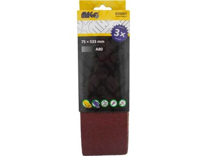 MAGG Brusný pás pro pásové brusky 75x533 Z80 sada 3 kusy