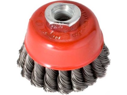 Kartáč rotační hrnkový 65mm copánkový pro úhlovou brusku (TR253133)