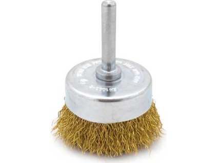 Kartáč rotační hrnkový 50mm mosazný vlnitý drát pro vrtačku