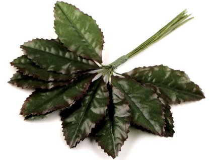 Umělé listy růže na drátku (Balení 12 ks, Varianta 1 zelená sv. podzim)