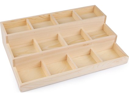 Dřevěné plato / organizér 3 patrový 24x35,5 cm (Balení 1 ks, Varianta přírodní sv.)