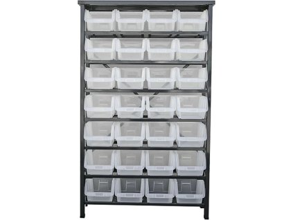 Stojan s plastovými boxy HL3205, 28 zásobníků, 94x30x150 cm