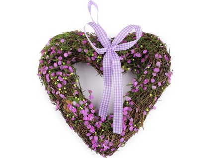Proutěné srdce 20x20 cm (Balení 1 ks, Varianta přírodní tm. fialová)