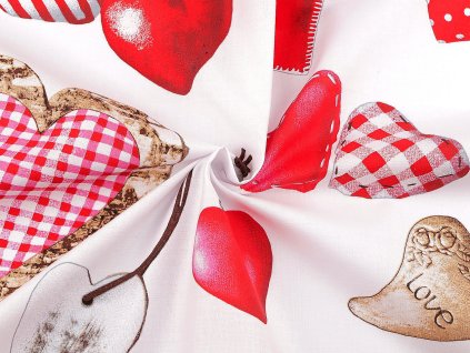 Bavlněná látka / plátno srdce (Balení 1 m, Varianta 22315-1 bílá)