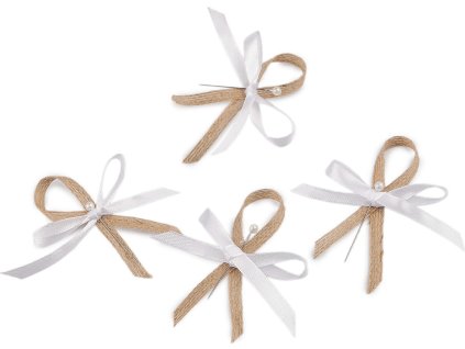 Svatební jutová mašlička / vonička (Balení 10 ks, Varianta režná přírodní bílá)