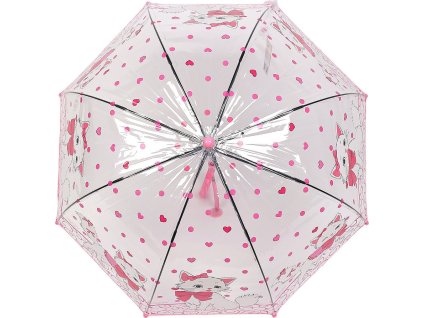 Dětský průhledný vystřelovací deštník kočka (Balení 1 ks, Varianta 1 růžová sv.)