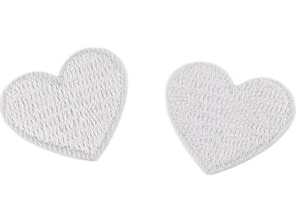 Nažehlovačka srdce celoplošně vyšívaná (Varianta 1 bílá, Balení 10 ks)