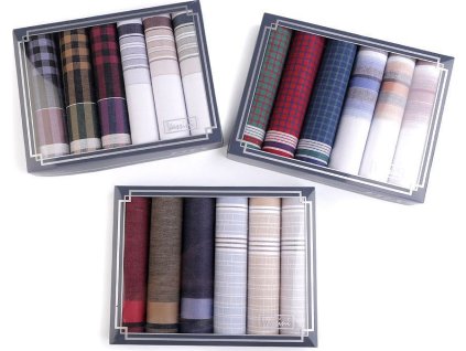 Pánský kapesník / dárková kazeta (Balení 1 krab., Varianta 2 mix náhodných variant tmavá)