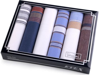 Pánský kapesník / dárková kazeta (Balení 1 krab., Varianta 1 náhodný mix barev a vzorů)