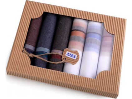 Pánský kapesník / dárková kazeta (Balení 1 krab., Varianta 5 náhodný mix barev a vzorů)