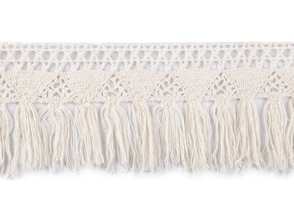 Bavlněné třásně / krajka šíře 70 mm (Balení 1 m, Varianta režná světlá)