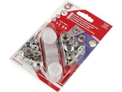 Knoflíky stiskací s kroužkem Ø13,5 mm na silné látky (Varianta nikl, Balení 1 karta)