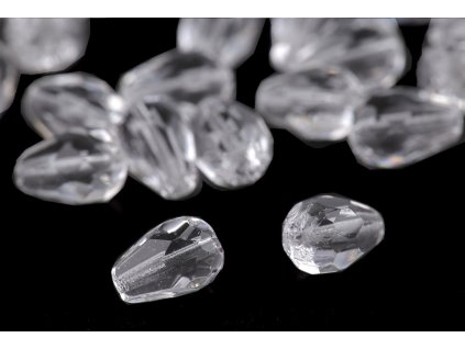 Skleněné korálky broušené kapky 7x10 mm (Balení 20 g, Varianta 1 crystal)