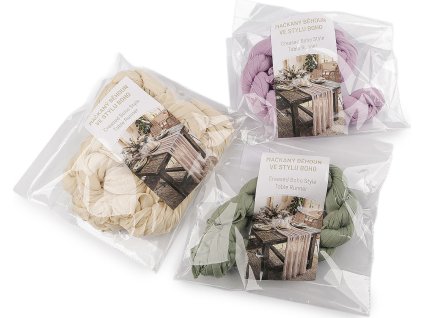 Mačkaný běhoun ve stylu boho pro svatby a oslavy 0,5x3 m (Balení 1 ks, Varianta 1 krémová světlá)