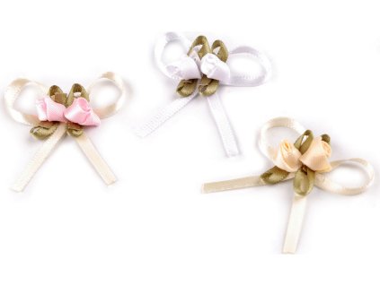 Mašlička s růžičkou / vonička (Balení 10 ks, Varianta 1 bílá bílá)