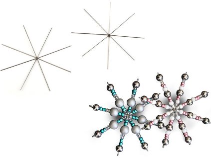Vánoční hvězda / vločka drátěný základ na korálkování Ø9 cm (Balení 2 ks, Varianta platina)