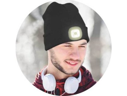 MAGG čepice s čelovkou 45lm, nabíjecí, USB, černá, univerzální velikost