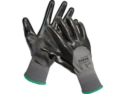 CERVA - FIELDFARE rukavice pletené bezešvé máčené ze 3/4 v černém nitrilu - velikost 10