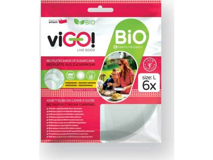 viGO! BIO talíř z cukrové třtiny kulatý 22cm - 6 ks