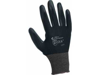 CERVA - BUNTING BLACK rukavice nylonové PU dlaň - velikost 9