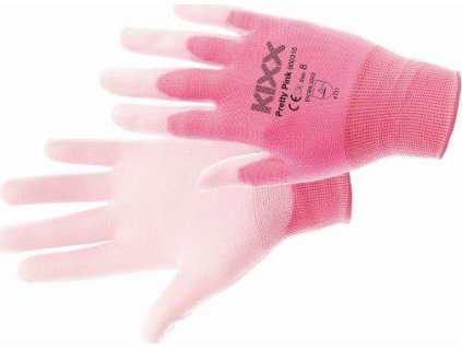 CERVA - PRETTY PINK rukavice nylonové PU dlaň růžová - velikost 9