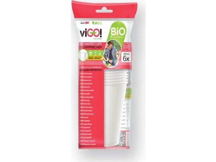 viGO! BIO kelímek papírový bílý 250ml - 6 ks