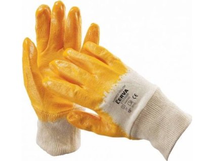 CERVA - HARRIER YELLOW rukavice polomáčený nitril pružný úplet - velikost 10