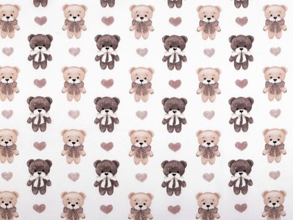 Bavlněná látka / plátno medvídek (Balení 1 m, Varianta (147) bílá)