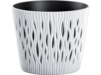 Květináč SANDY ROUND s vkladem 18,9 cm - barva: bílá