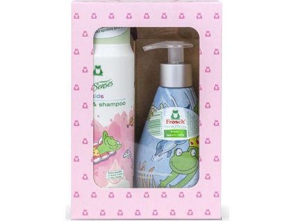 Souprava dárková Frosch EKO, sprchový gel/šampon + mýdlo, růžová, dětská, 2x 300 ml
