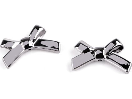 Komponent / korálek k výrobě přívěsků 3D mašle 20x34 mm (Balení 5 ks, Varianta 1 šedá hematit)