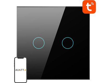 Smart Light Switch WiFi Avatto TS02-EU-B2 2 Way TUYA (black)