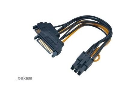 AKASA kabel 2xSATA na 6pin PCIE adaptér, 15cm