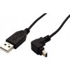 Kabel USB A(M) - miniUSB 5pin B(M), 1,8m, lomený 90°