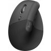 Logitech Lift Vertical Ergonomic Mouse - Vertikální myš - ergonomický - levák - optický - 6 tlačítka - bezdrátový - Bluetooth, 2.4 GHz - USB přijímač Logitech Logi Bolt - grafit