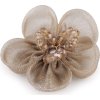 Organzový květ s broušenými korálky k našití a nalepení Ø4,5 cm (Balení 2 ks, Varianta 4 (17) šedá)