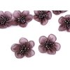 Organzový květ s broušenými korálky k našití a nalepení Ø4,5 cm (Balení 2 ks, Varianta 4 (17) šedá)