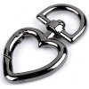Kovová karabina otočná srdce, průvlek 15 mm (Varianta 1 nikl, Balení 1 ks)