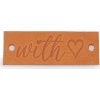 Kožená cedulka / štítek Handmade, With love 16x44 mm (Balení 1 ks, Varianta 1 přírodní sv.)