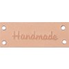 Kožená cedulka / štítek Handmade, With love 16x44 mm (Balení 1 ks, Varianta 1 přírodní sv.)