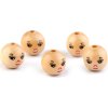Dřevěné korálky s obličejem Ø18 mm (Balení 10 ks, Varianta přírodní)