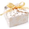 Vánoční dárková krabička se zlatým potiskem a stuhou (Balení 12 ks, Varianta 2 bílá mašle)