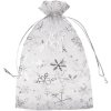 Vánoční dárkový pytlík vločky 13x18 cm organza (Balení 10 ks, Varianta 1 bílá stříbrná)