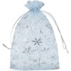 Vánoční dárkový pytlík vločky 13x18 cm organza (Balení 10 ks, Varianta 1 bílá stříbrná)