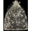 Vánoční dárkový pytlík vločky 13x18 cm organza (Balení 10 ks, Varianta 1 bílá stříbrná)