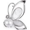 Brož motýl s perlou (Balení 1 ks, Varianta 1 stříbrná)