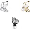 Brož motýl s perlou (Balení 1 ks, Varianta 1 stříbrná)